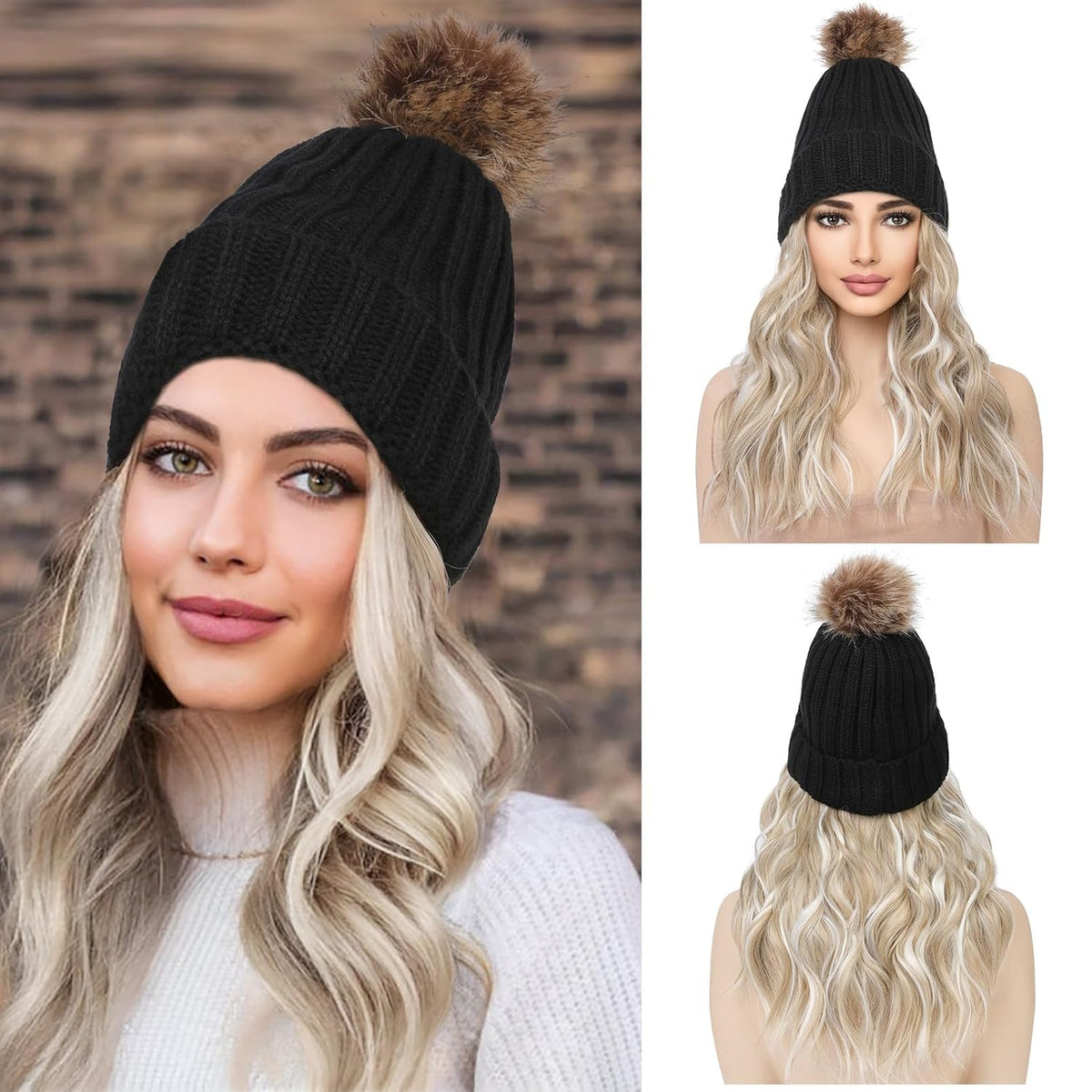 Wigyy Black Beanie Wig Hair Extensions