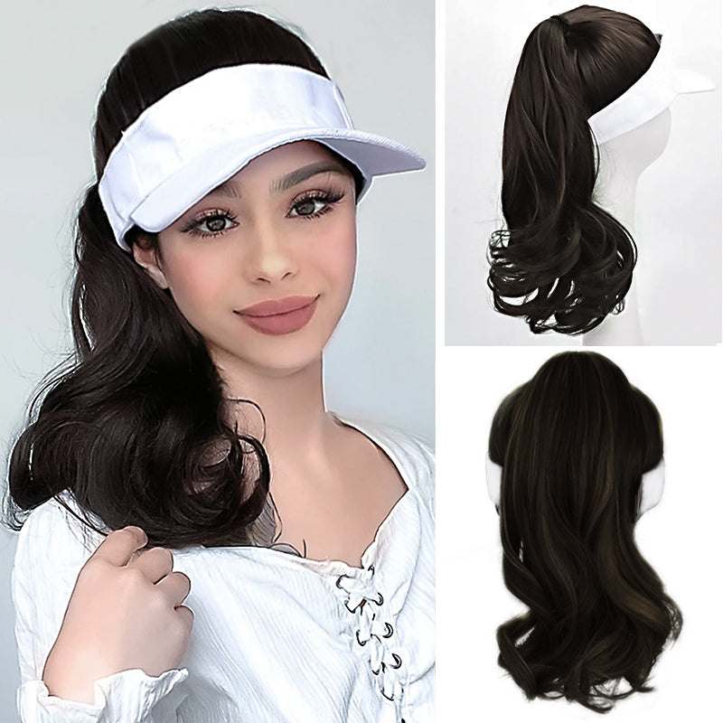 Ponytail Medium Length Curly Hair Open Top Hat Wig Wigyy