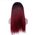 Red Kinky Yaki Straight Headband Wigs