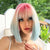 Rainbow  Wig with Bang Synthetic Hair Bob Straight Wigs for Women