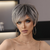Platinum Blonde Wigs for Women Gray  Synthetic Highlight Gray Hair Wig with Bangs