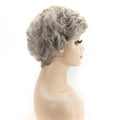 Short Grey Curly Wigs with Bangs for White Women Natural Good Looking Pixie Cut Wigs