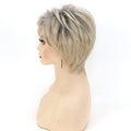 Short Ombre Blonde Pixie Cut Wigs for White Women Synthetic Short Hair Layered Wig