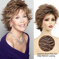 Short Brown Curly with Bangs Mixed Blonde Shaggy Layered Wigs