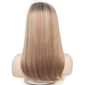 Long Ombre Blonde Wig with Bangs Layered Synthetic Side Part Natural Wigs