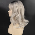 Medium Ombre Grey Wavy Wigs for White Women Mixed Gray Wig