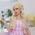 Blonde Wig Long Straight Wavy Hair with Bangs Barbie Pink Synthetic Wig for Women
