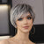 Platinum Blonde Wigs for Women Gray  Synthetic Highlight Gray Hair Wig with Bangs