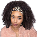 Fluffy Hair Head-Wrap Wigs 2 in 1 with Leopard Print Scarf Wigs