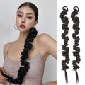 Ponytail Extended Synthetic Boxing Braid ,Twisted Wig with Rubber Band Hair Ring Braid Ponytail DIY