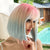 Rainbow  Wig with Bang Synthetic Hair Bob Straight Wigs for Women