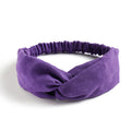 Wigyy - Solid Color Knitted Cotton Suede Headband Elastic Cross Hairband