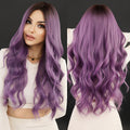 Middle Part Long Curly Hair Purple Gradient Big Wave Wig Suitable For Party Use