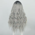 Long Gray Curly Wavy Mini Lace Wig For Women