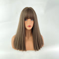 Ins Hot Women's Air Bangs Black Medium Length Straight Wig For Daily Use