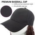 Wigyy Black Baseball Cap with Wavy Hair Wig
