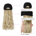 Ins Hot  24" Long Curly Wavy Hairpiece Adjustable Baseball Cap Attached Natural Wig for Women Girls Bleach Blonde