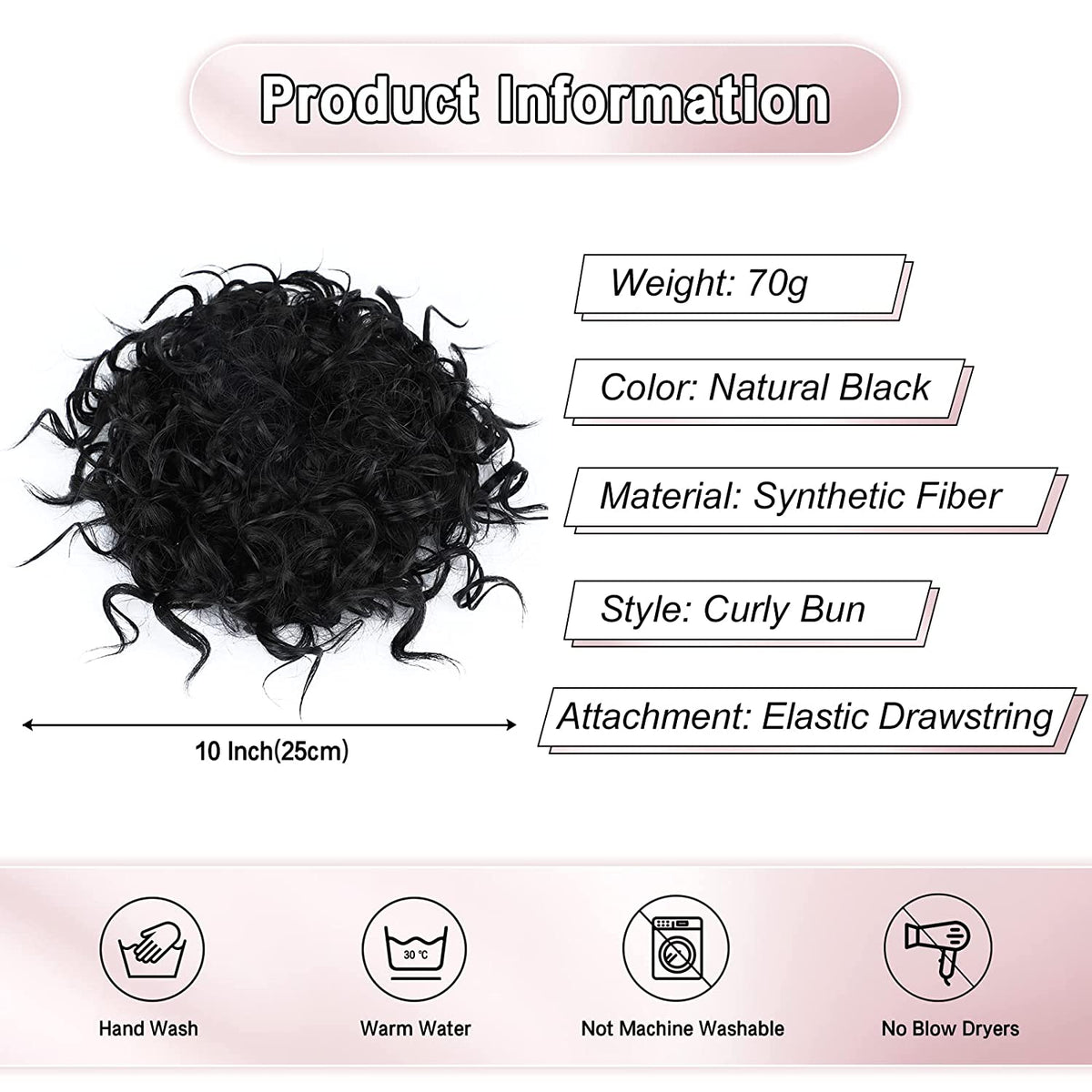 Curly Hair Bun, Elastic Drawstring Loose Wave Messy Hair Bun Wigyy