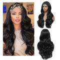 26 Inch  Wave Headband Wig Ombre Brown Blonde Wave Turban Wigs