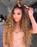 24inches Gradient Golden Curly Brazilian Mini Lace Front Wig