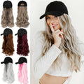 Ins Hot  24" Long Curly Wavy Hairpiece Adjustable Baseball Cap Attached Natural Wig for Women Girls Bleach Blonde