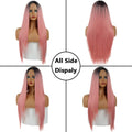Women' s Pink Straight Hot Mini Lace Front Wig