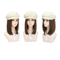 Synthetic 19.5-Inch White Newsboy Cap Wig Suitable For Daily Use