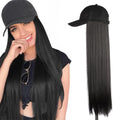 Wigyy Black Baseball Cap with  Straight Hair Wig