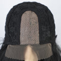 Long Black Wavy Mid Part Wide Lace Front Wigs