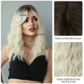 Women's Medium Parting Long Curly Hair White Sand Gold Head Dyed Black Suitable For Parties