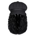Newsboy Cap with 10 Inch Wavy Curly Hair Extensions for Women