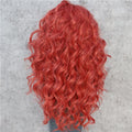 Bright Red Color Curly No-Tangle Glueless Women Party Daily Makeup Cosplay Party Women Fashion Synthetic Lace Front Wigs