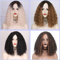 Ombre Blonde Short Kinky Curl Mini Lace Front Wigs
