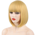 Ins Hot Bob Wigs with Bangs 12 Inch Short Straight Bob Wigs Colorful Synthetic Cosplay Daily Party Wig
