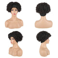 Curly Short Black Wigs with Headband Attached Black Scarf Wrap Headband Wigs