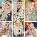 Ins Hot Long Curly Wavy Synthetic Hair Wigs with Bangs