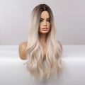 Hot Long brown mixed whiteWavy Wig