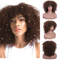 Short Afro Kinky Curly Blond Wig with Bangs