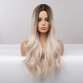 Hot Long brown mixed whiteWavy Wig