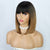 Ins Hot Short Bob Wig With Bangs Ombre Black Brown Straight Wigs