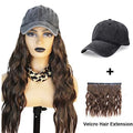 Brown Hair Removable Black Baseball Cap Wig