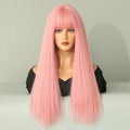 Long Straight Hair With Bangs Chemical Fiber Wig Head Covering Suitable For Party Use
