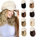 Newsboy Cap with 10 Inch Wavy Curly Hair Extensions for Women