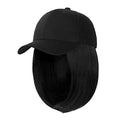 Ins Hot Black Baseball Cap with 14'' Hair Extensions Adjustable Wig