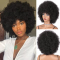 Afro Kinky Curly Wig Short Orange Fluffy Wigs with Bangs