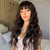 Ins Hot Brown Wig With Bangs Long Wavy Wig