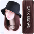 Black Bucket Cap Short Straight Hair Wig Suitable For Daily Party Use