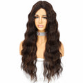 Women's Medium Parted Long Curly Hair Gradient Brown Front Lace Wig For Daily Use