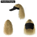 Wigyy Open Top Ponytail Medium Length Water Ripple Wig Black Hat Wig