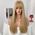 Long Straight Hair With Bangs Chemical Fiber Wig Head Covering Suitable For Party Use